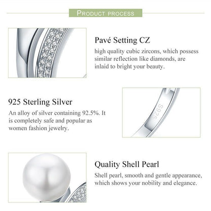 100% 925 Sterling Silver Finger Rings Charm Jewelry BOS33 Rounded Pearl - Touchy Style .