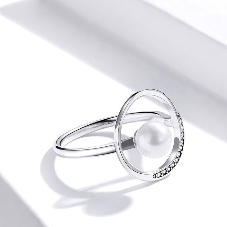 100% 925 Sterling Silver Finger Rings Charm Jewelry BOS33 Rounded Pearl - Touchy Style .