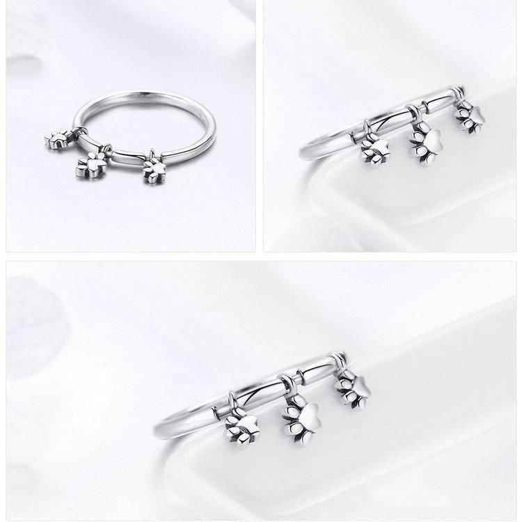 100% 925 Sterling Silver Glittering Heart Clear Finger Rings Charm Jewelry 