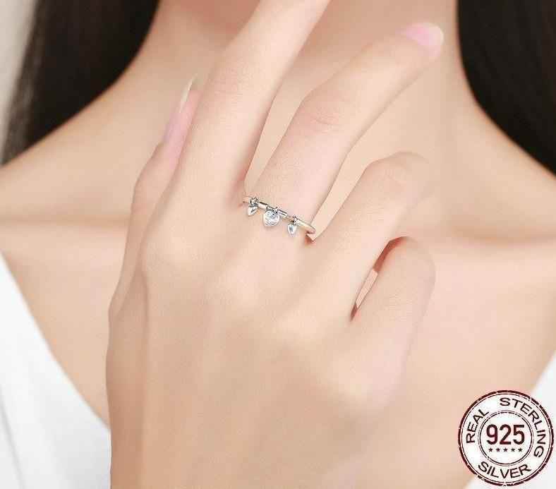100% 925 Sterling Silver Glittering Heart Clear Finger Rings Charm Jewelry - SCR215 - Touchy Style