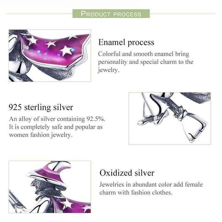 100% 925 Sterling Silver Magic Witch Pendant Charm Jewelry Without Chain - Touchy Style