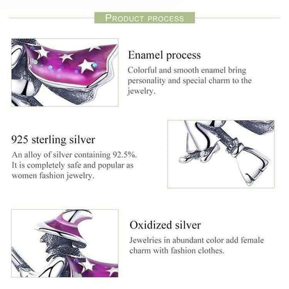 100% 925 Sterling Silver Magic Witch Pendant Charm Jewelry Without Chain - Touchy Style