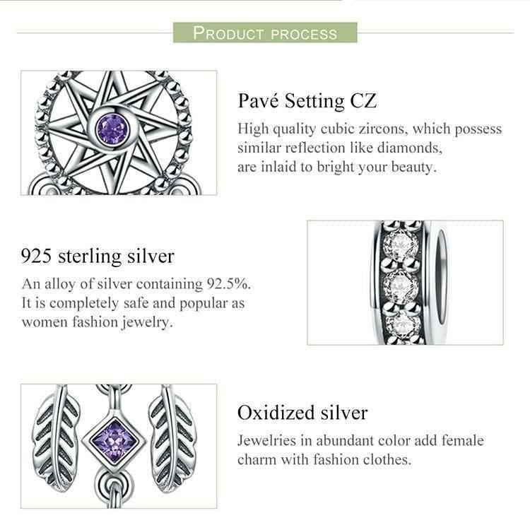 100% 925 Sterling Silver Pendant Dream Catcher Charm Jewelry Without Chain - Touchy Style