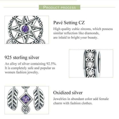 100% 925 Sterling Silver Pendant Dream Catcher Charm Jewelry Without Chain - Touchy Style