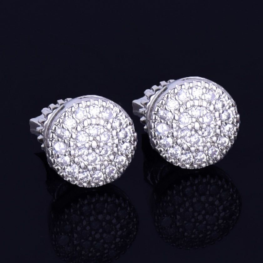 8MM Golden Mini Rounded Stud Earring Charm Jewelry ECJSOL06 Cubic Zircon - Touchy Style .