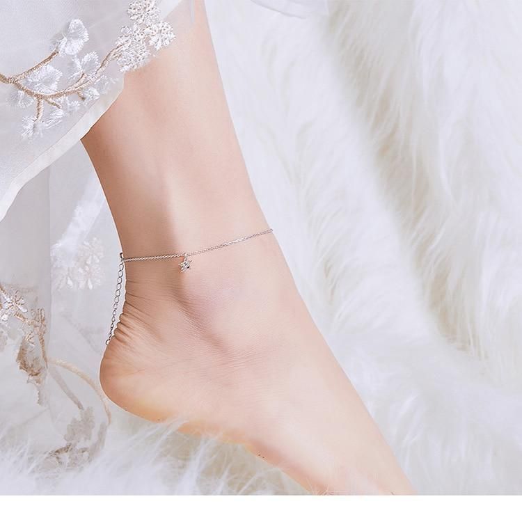 925 Sterling Silver Ankle t Charm Jewelry Simple Essential Bead SCT002 - Touchy Style .