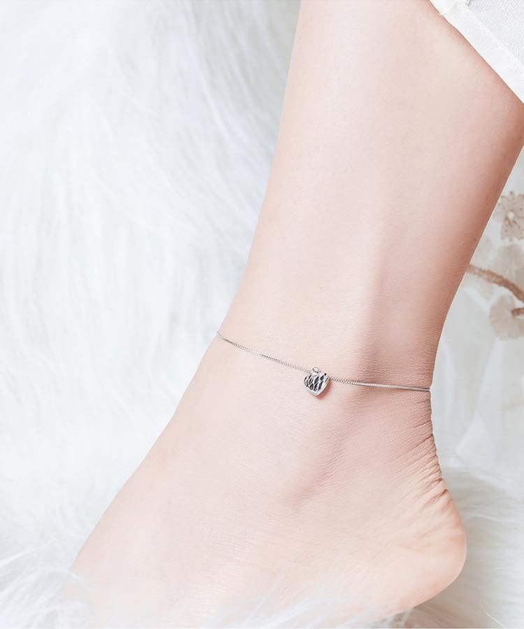 925 Sterling Silver Ankle t Charm Jewelry Simple Essential Bead SCT002 - Touchy Style .