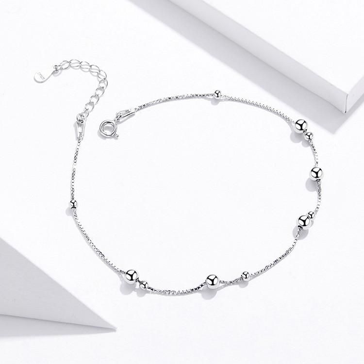925 Sterling Silver Anklet Charm Jewelry Round Beads SCT005 - Touchy Style .