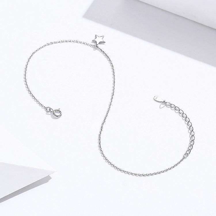 925 Sterling Silver Anklet Charm Jewelry Single Star SCT009 - Touchy Style .