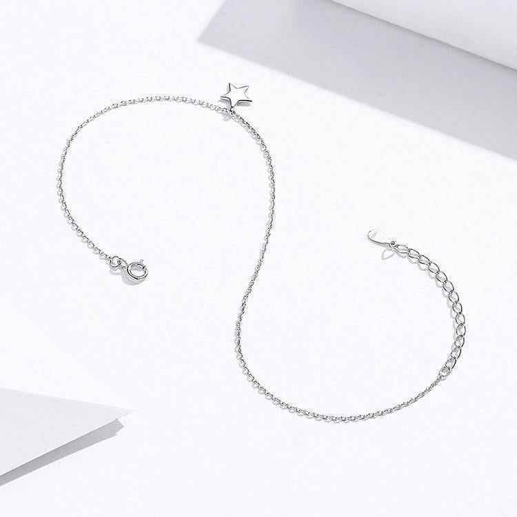 925 Sterling Silver Anklet Charm Jewelry - Single Star - SCT009 - Touchy Style