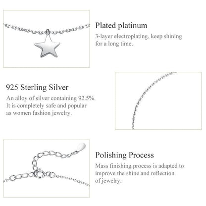 925 Sterling Silver Anklet Charm Jewelry Single Star SCT009 - Touchy Style .