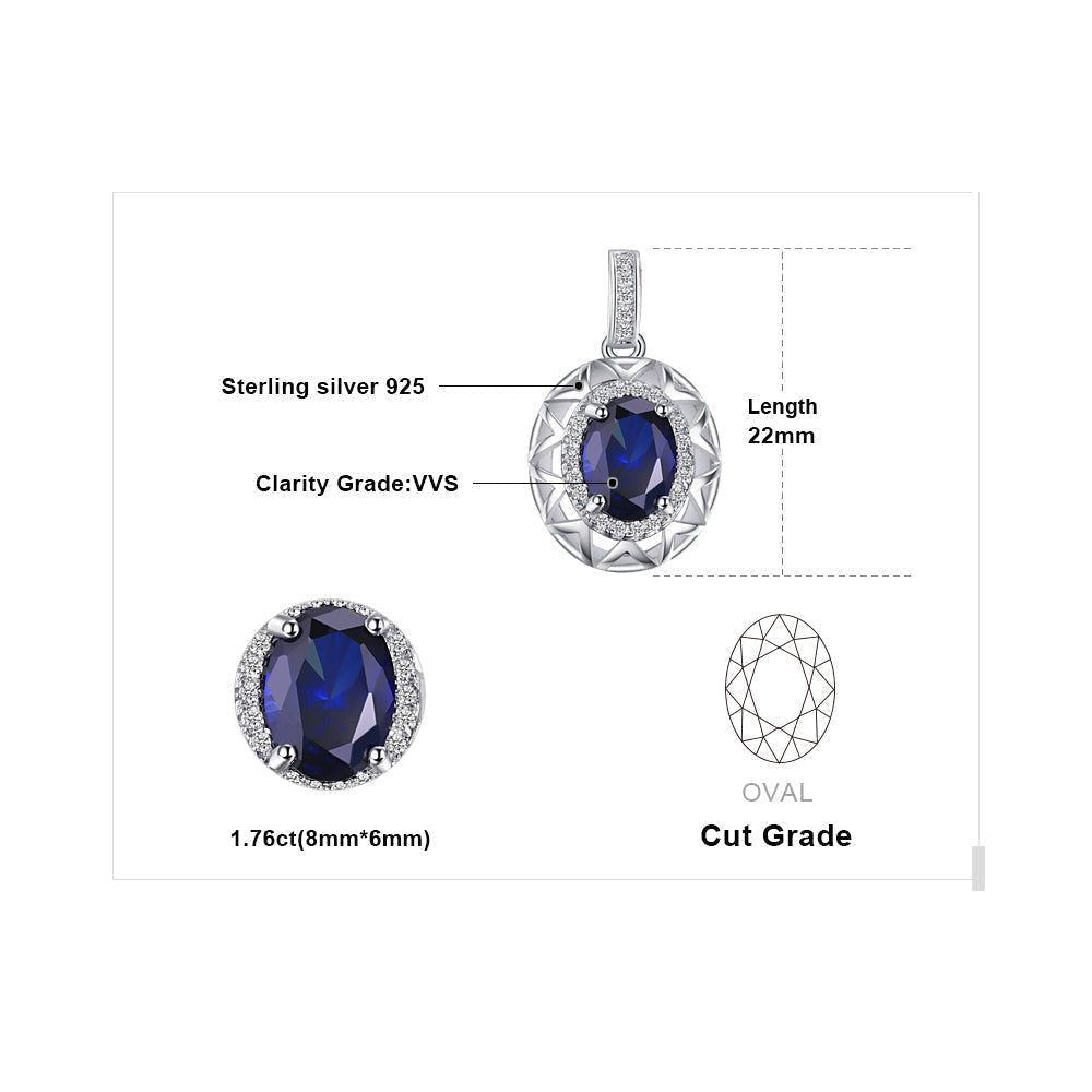 925 Sterling Silver Blue Sapphire Pendant Charm Jewelry JOS0327 Without Chain - Touchy Style .