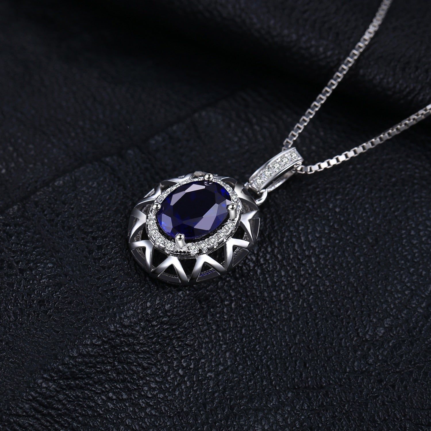 925 Sterling Silver Blue Sapphire Pendant Charm Jewelry JOS0327 Without Chain - Touchy Style .