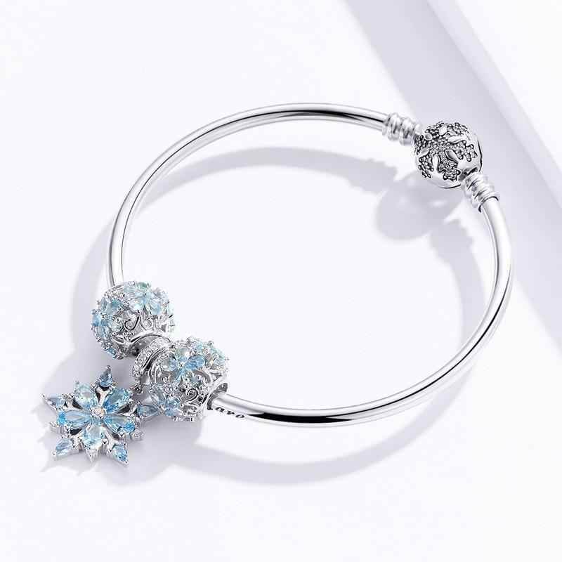 925 Sterling Silver Bracelets Charm Jewelry Winter Snowflake SCB833 - Touchy Style .