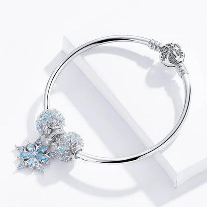 925 Sterling Silver Bracelets Charm Jewelry Winter Snowflake SCB833 - Touchy Style .