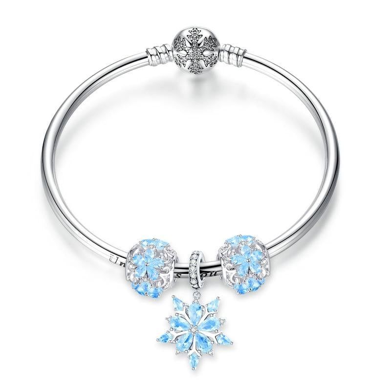 925 Sterling Silver Bracelets Charm Jewelry Winter Snowflake SCB833 - Touchy Style .