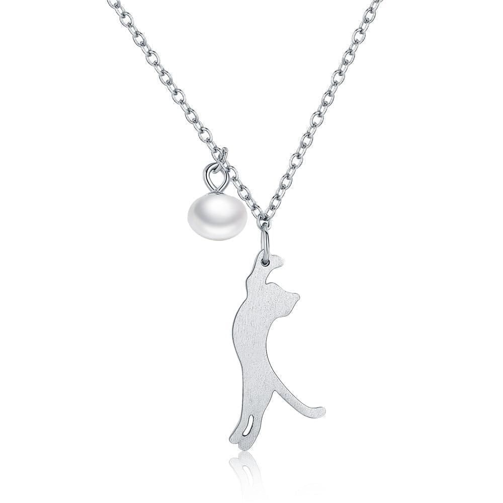 925 Sterling Silver Cute Kitten Cat Pendant Necklace Charm Jewelry - Touchy Style .