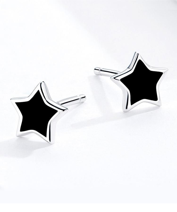 925 Sterling Silver Earrings Charm Jewelry Black Mini Star BSE275 - Touchy Style .