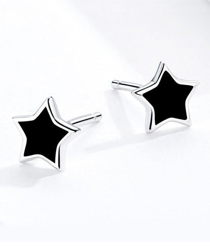 925 Sterling Silver Earrings Charm Jewelry Black Mini Star BSE275 - Touchy Style .