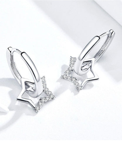 925 Sterling Silver Earrings Charm Jewelry Clear Star BSE276 - Touchy Style .