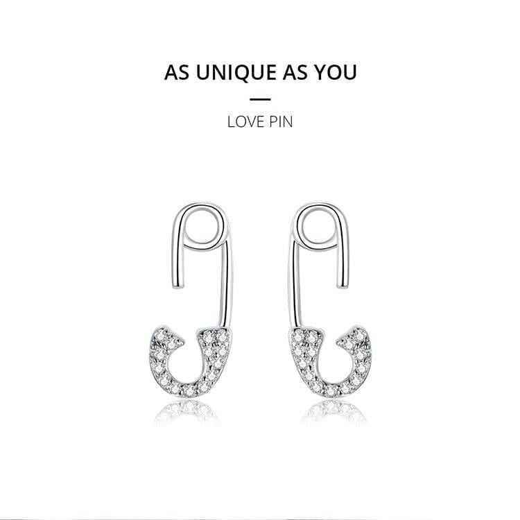 925 Sterling Silver Earrings Charm Jewelry Love Pin 