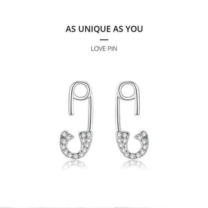 925 Sterling Silver Earrings Charm Jewelry Love Pin 