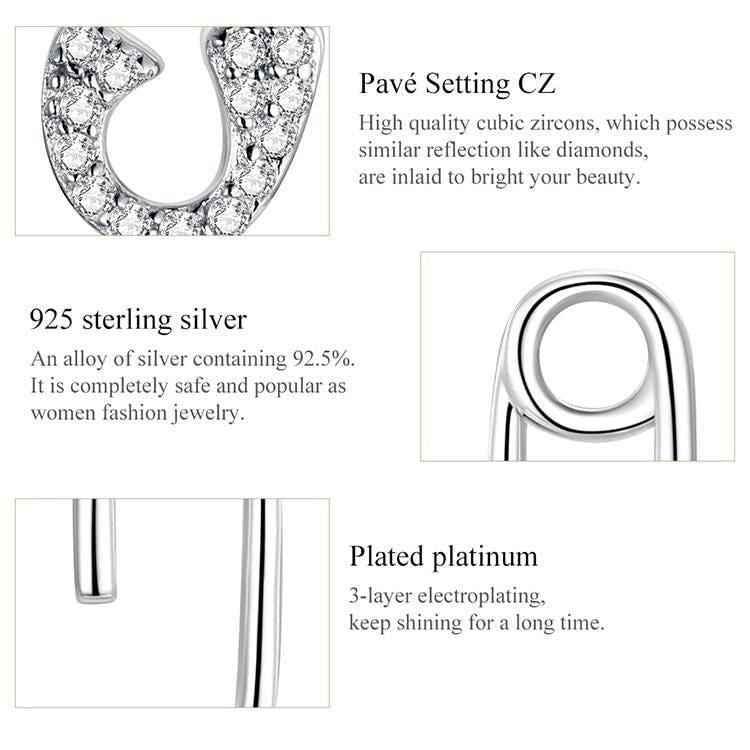 925 Sterling Silver Earrings Charm Jewelry Love Pin 