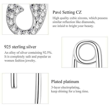 925 Sterling Silver Earrings Charm Jewelry Love Pin 