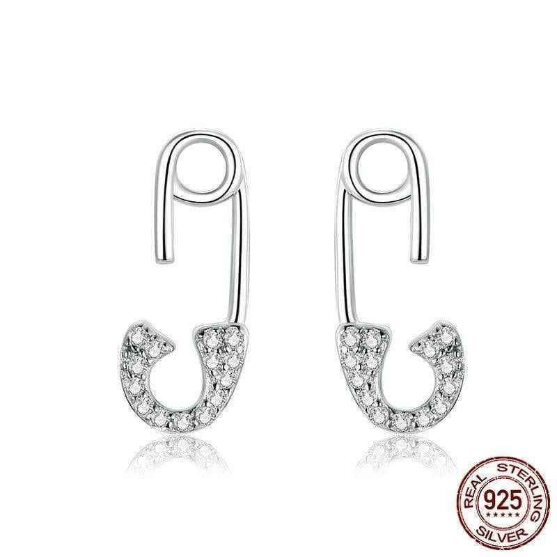 925 Sterling Silver Earrings Charm Jewelry Love Pin 