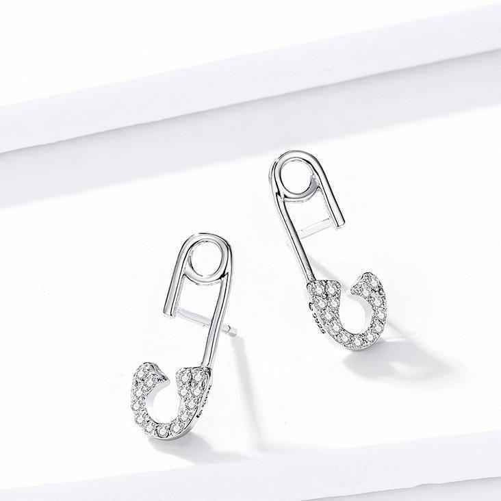 925 Sterling Silver Earrings Charm Jewelry Love Pin 