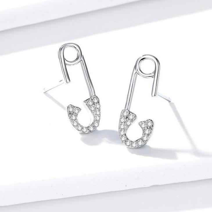 925 Sterling Silver Earrings Charm Jewelry Love Pin 