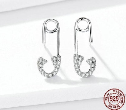 925 Sterling Silver Earrings Charm Jewelry Love Pin 