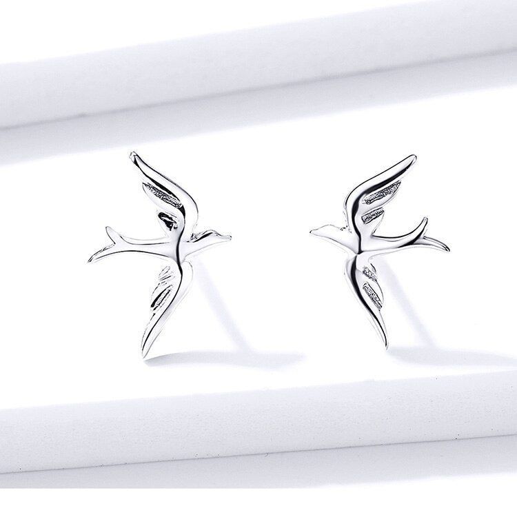 925 Sterling Silver Earrings Charm Jewelry Vivid Bird 