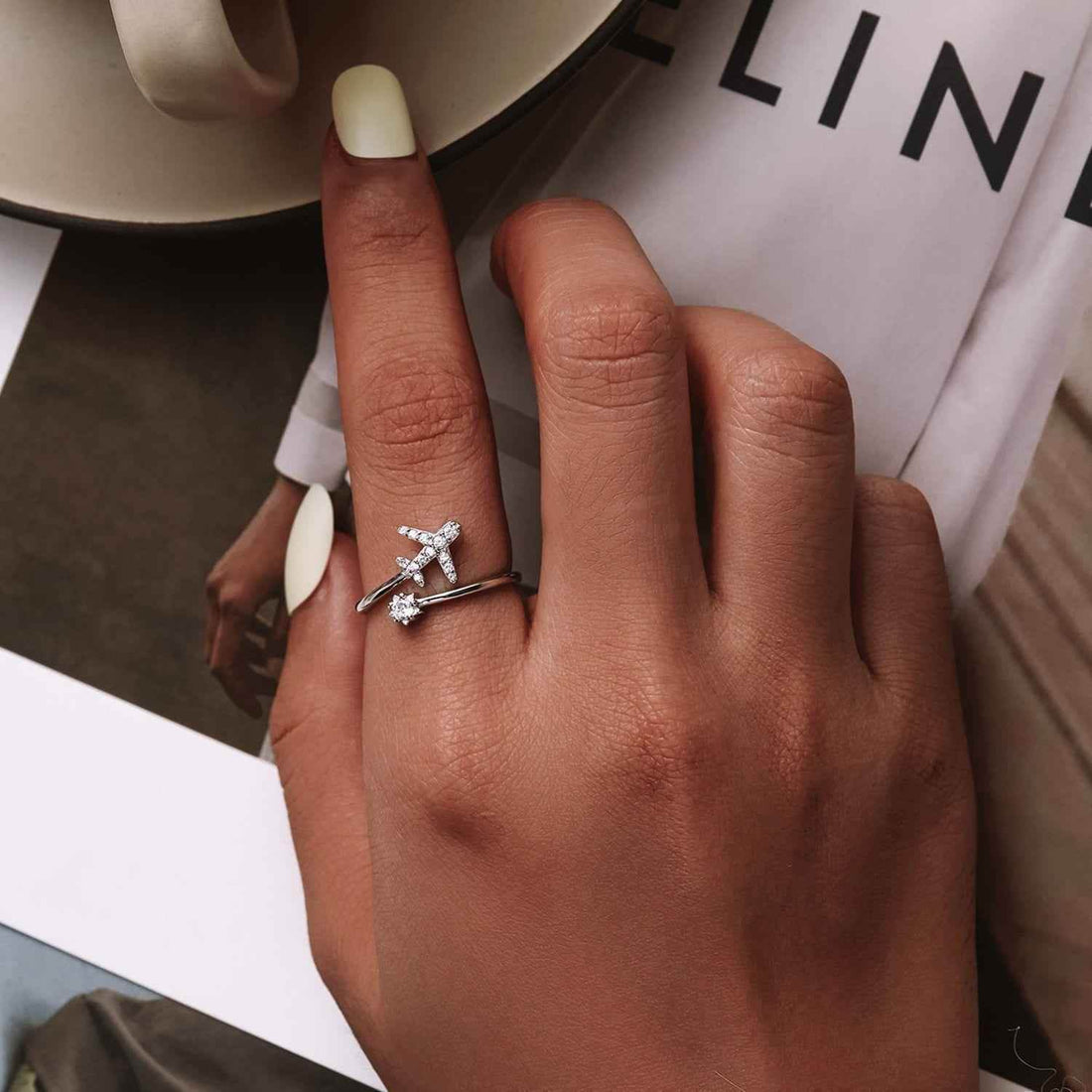 925 Sterling Silver Finger Rings Charm Jewelry Flying Plane SCR623 - Touchy Style