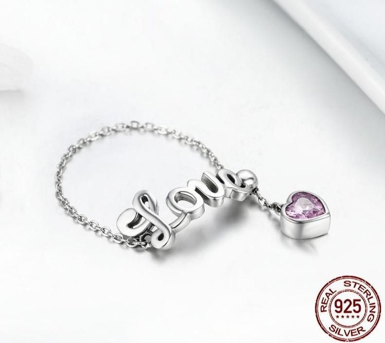 925 Sterling Silver Finger Rings Charm Jewelry Love Letters SCR246 - Touchy Style .