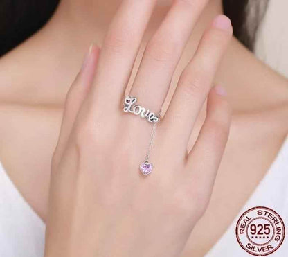 925 Sterling Silver Finger Rings Charm Jewelry Love Letters SCR246 - Touchy Style
