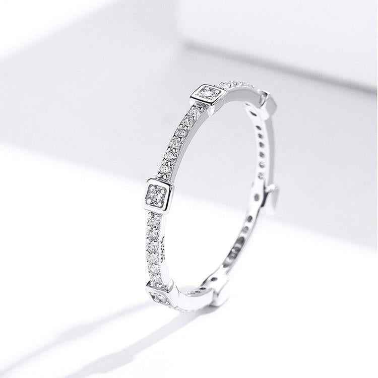 925 Sterling Silver Finger Rings Charm Jewelry Square Geometric SCR551 - Touchy Style