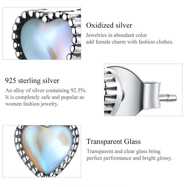 925 Sterling Silver Glass Heart Mini Stud Earrings Charm Jewelry ECJWOS40 - Touchy Style .