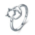 925 Sterling Silver Little Cat & Heart Finger Ring Charm Jewelry 