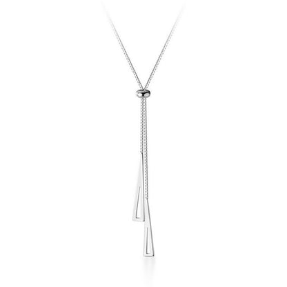 925 Sterling Silver Long Necklaces Charm Jewelry Stainless Steel Classic Triangle Fashion - Touchy Style .