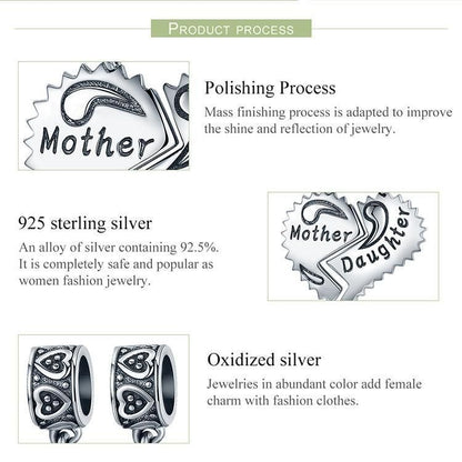 925 Sterling Silver Mother and Daughter Love Forever Pendant Charm Jewelry Without Chain - Touchy Style .