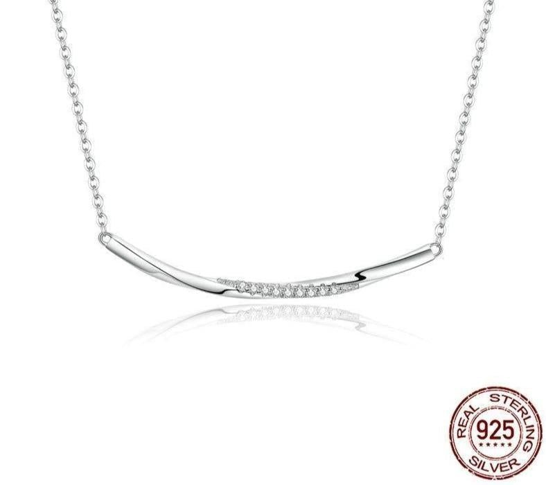 925 Sterling Silver Necklaces Charm Jewelry Clear Wave BSN130 - Touchy Style .