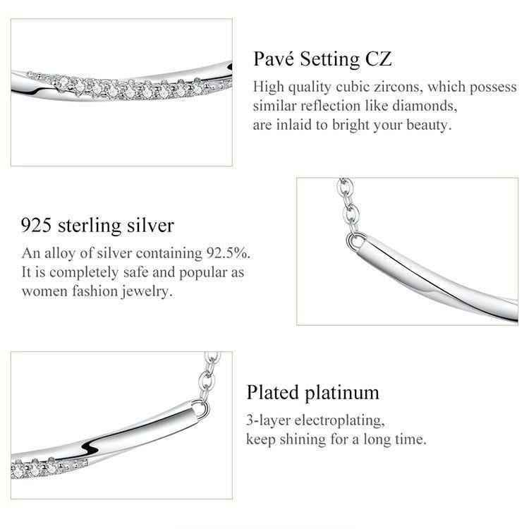925 Sterling Silver Necklaces Charm Jewelry Clear Wave BSN130 - Touchy Style .
