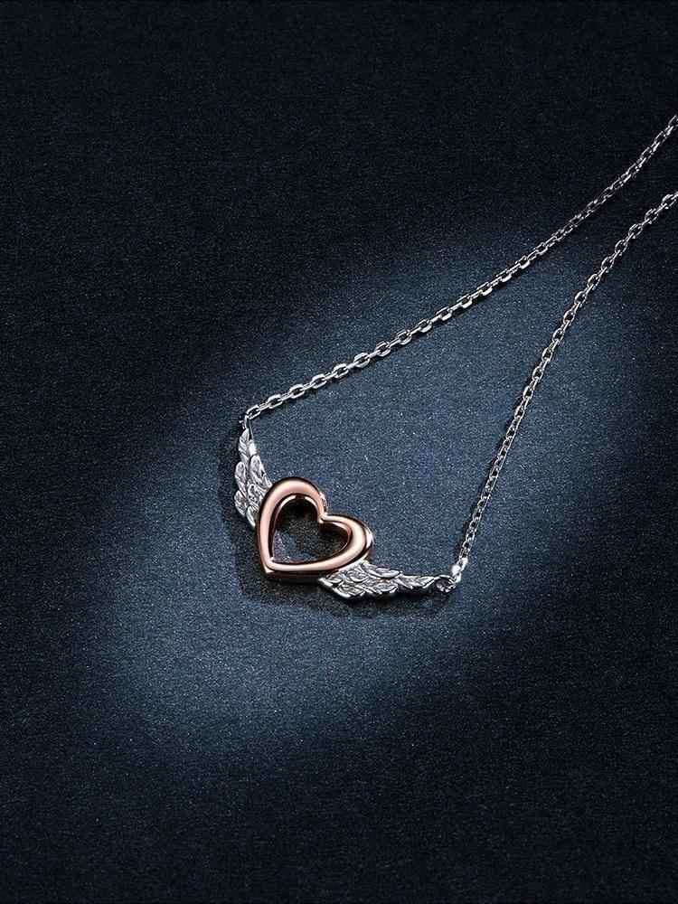 925 Sterling Silver Necklaces Charm Jewelry Heart with Wings BSN162 - Touchy Style