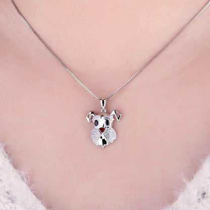 925 Sterling Silver Pendant Charm Jewelry JPOS0327 Schnauzer Dog Pattern Without Chain - Touchy Style