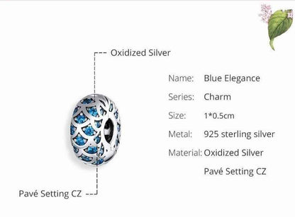 925 Sterling Silver Pendant Charm Jewelry PCJBOS08 Blue Zircon Open Beads Without Chain - Touchy Style .