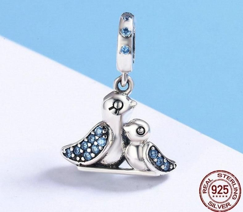 925 Sterling Silver Pendent Charm Jewelry Blue Bird SCC426 - Touchy Style .