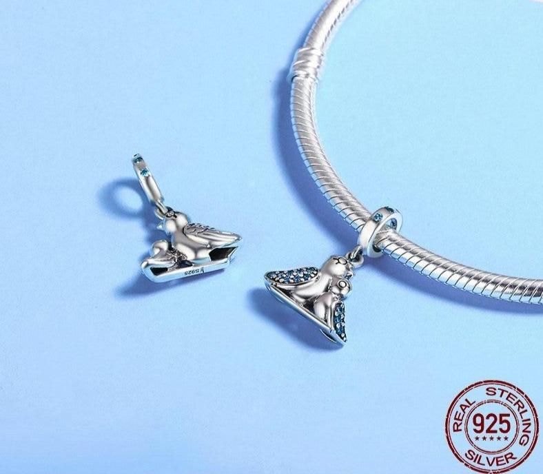 925 Sterling Silver Pendent Charm Jewelry Blue Bird SCC426 - Touchy Style .