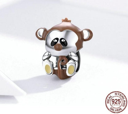 925 Sterling Silver Pendent Charm Jewelry Lovely Monkey 