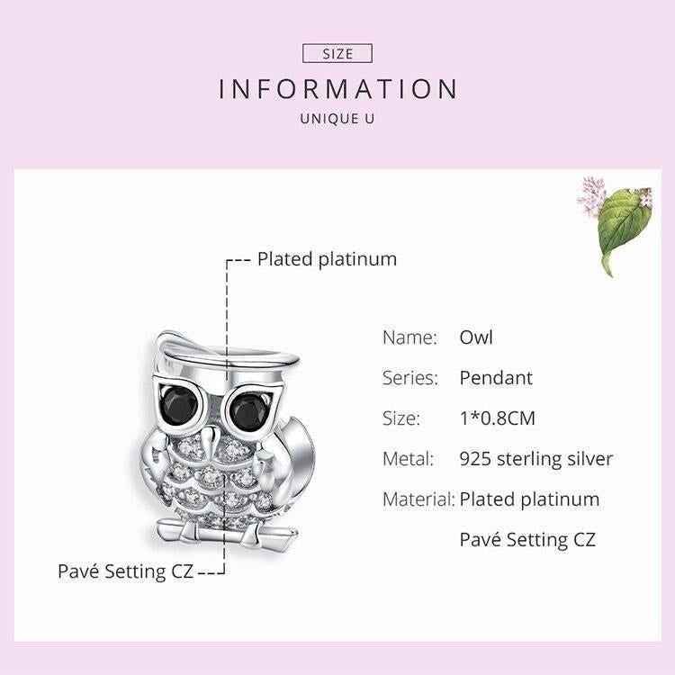 925 Sterling Silver Pendent Charm Jewelry Owl 